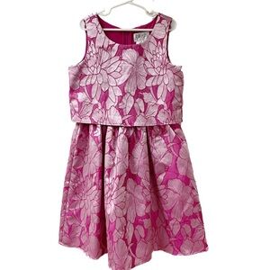 BLUSH By Us Angels Girls Pink Floral Brocade Dress SZ 10 Easter Spring Party